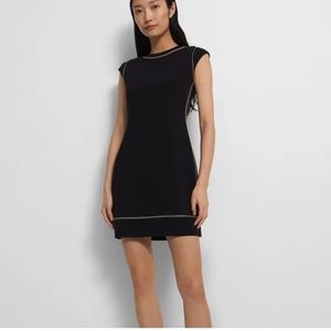 Theory Black Embroidered Shift Dress